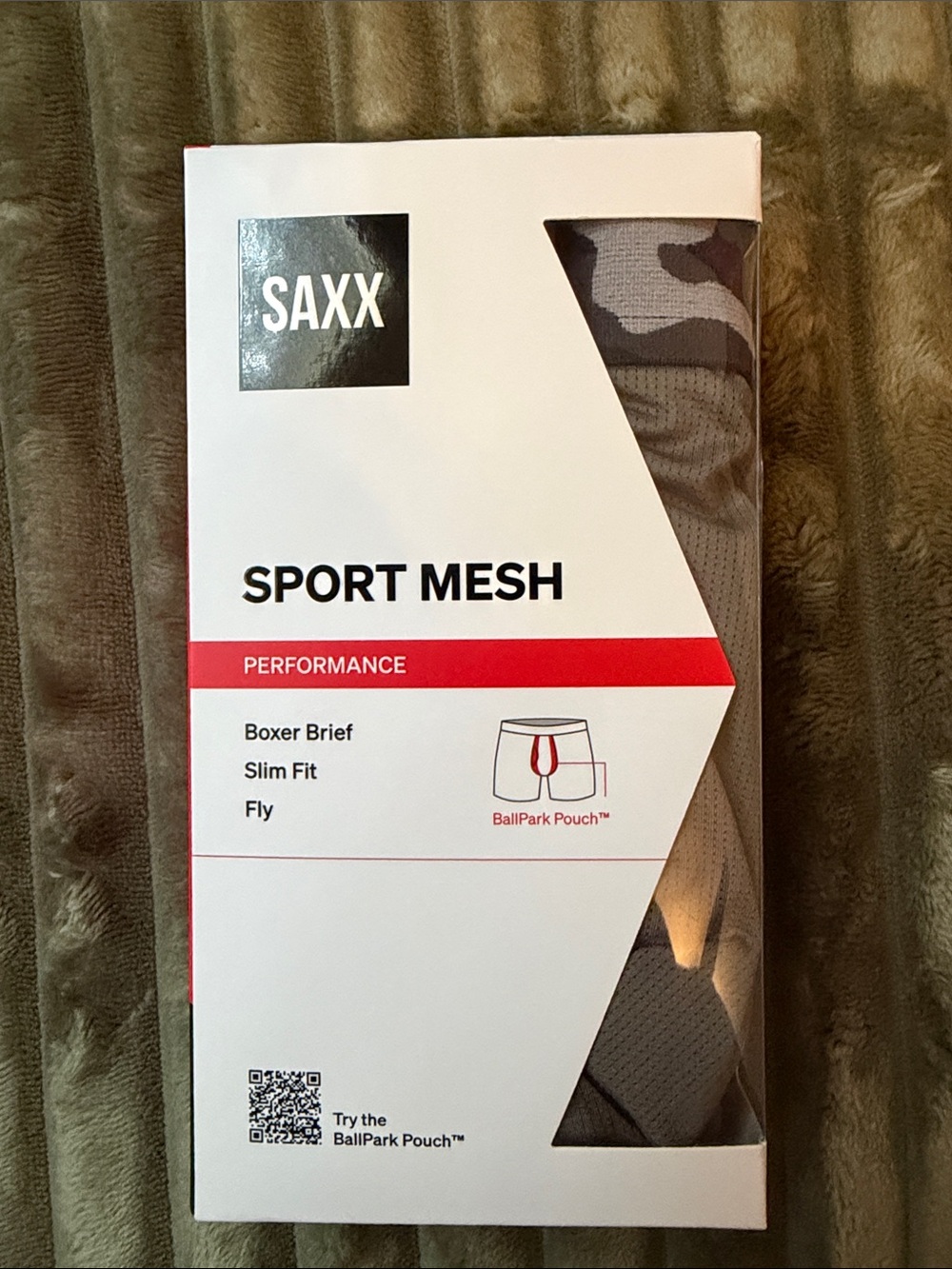 Saxx Sport Mesh Performance Boxer Briefs - Gray Camo